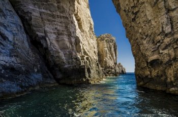 passage between reefs in the Ionian sea zakynthos island greece