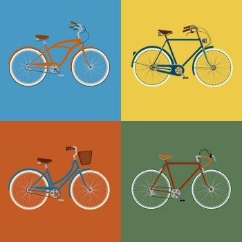 Vintage Style Bicycles set vector illustration