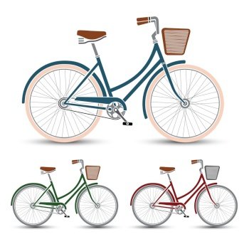 woman Style Bicycles set vector illustration