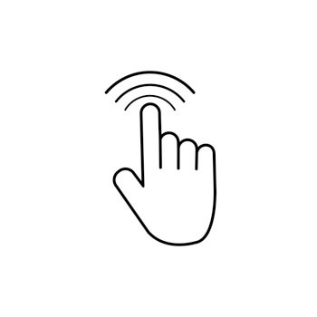 Tap click icon. Hand finger touch screen or mouse. Push button click. push fingers to cursor on mobile screen. vector eps10. Tap click icon. Hand finger touch screen or mouse. Push button click. push fingers to cursor on mobile screen. vector illustration