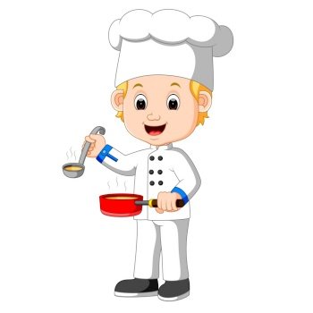 Cartoon chef with a ladle	