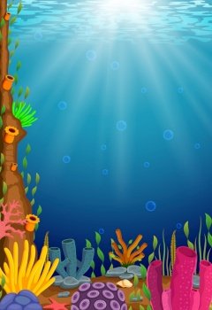 Underwater scene with tropical coral reef	