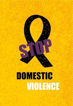 Domestic violence pop art banner on yellow background. Abstract violence domestic halftone vector illustration. Stop sign human hand with ribbon. Poster against crime. Stop domestic abuse.. Domestic violence pop art banner on yellow background