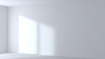 3d illustration. Background empty white room and wall beam from window. Apartment house. Background empty white room beam