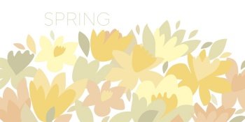 Tender decorative spring flower composition. Abstract loose shapes fresh floral vector illustration for header, invitation, greeting card, poster, web, social.
