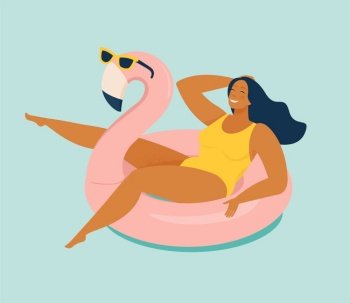 Women chilling on the pool float in the swimming pool, enjoy summer and relax illustration in vector. Women chilling on the pool float in the swimming pool, enjoy summer and relax illustration in vector.
