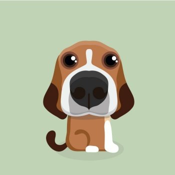 Cartoon happy beagle dog on pastel background.
. Cartoon happy beagle dog