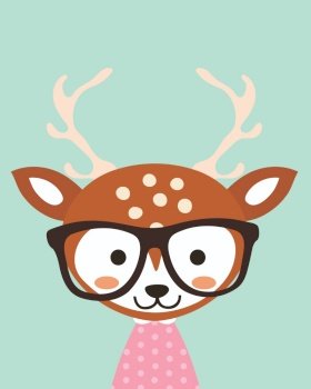 Cute deer.Childish print for nursery,kids apparel,poster,postcard.
. Cute deer.