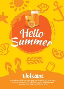 hello summer beach party poster background template