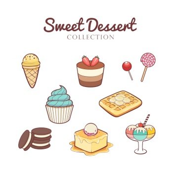 Hand drawn sweet desserts collection