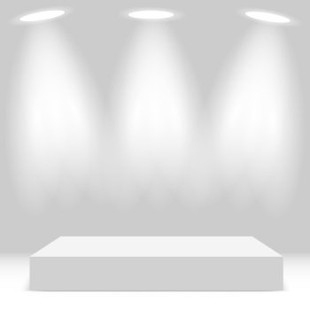 White podium. Pedestal. Scene. Vector illustration