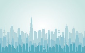City skyline Daytime cityscape in flat style Urban landscape vector illustration