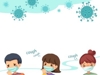 The masked patients and Coronavirus background. Vector illustration. 