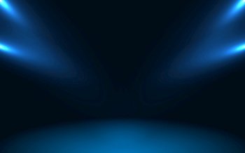 Blue empty room studio gradient used for background with spotlight and display. vector design.