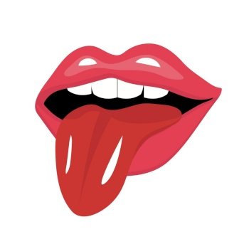 Lips with tongue icon flat style. Red open mouth with tongue sticking out. Isolated on white background. Retro, pin-up. Vector illustration. Lips with tongue icon flat style. Red open mouth with tongue sticking out. Isolated on white background. Retro, pin-up. Vector illustration.