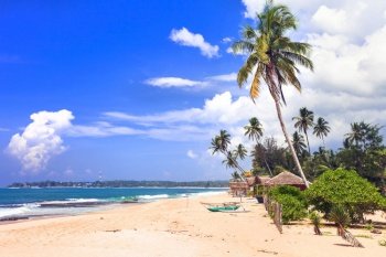 Exotic tropical hollidays - tranquil beautiful beaches of Sri Lanka island. Tangalle on south. Beaches and nature of Sri lanka island