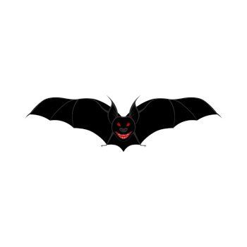 Scary Bat Over White Background for Creating Halloween Designs.  Vector illustration.