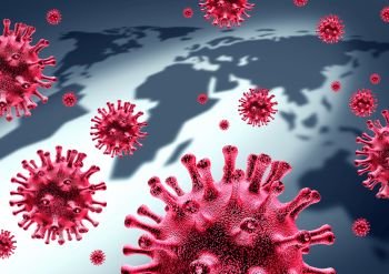 World health coronavirus outbreak and international public infectious disease and global deadly virus health risk and flu spread or coronaviruses influenza as a pandemic medical conceptin with 3D illustration elements.