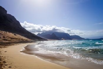 Baia das Gatas beach on Sao Vicente Island, Cape Verde, Africa. Baia das Gatas beach on Sao Vicente Island, Cape Verde