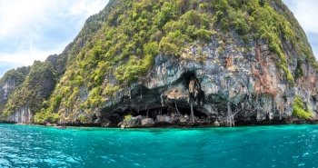 Viking cave on Maya island, Thailand in a summer day
