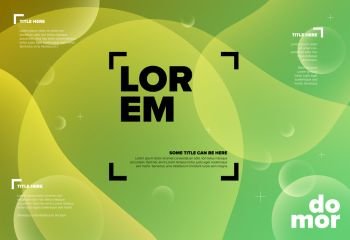 Modern pink vector flyer template with abstract shapes and sample content - green version. Modern art flyer template with abstract background