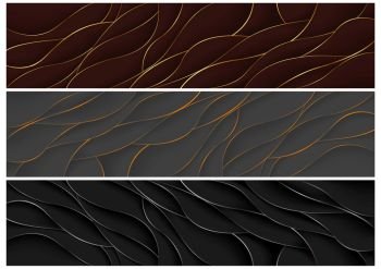 Abstract Banners with Layers and Metallic Edges