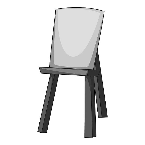 Monochrome picture, Wooden easel with a sheet of paper, vector