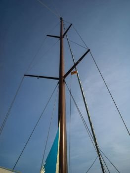 Low angle view of sailboat mast, Montenegro