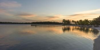 Sunset over the beach, Turneffe Island, Belize