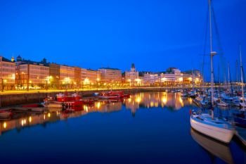 La Coruna sunset port marina in Galicia of Spain