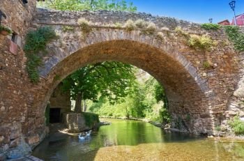 Potes river Quiviesa Deva a Cantabria village of Spain