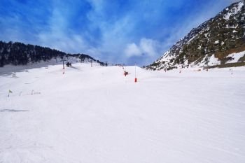 Arinsal ski resort in Andorra Pyrenees sunny day