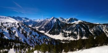 Port Bonaigua in Lerida Catalonia ski spot resort in Aran Valley of Pyrenees Spain