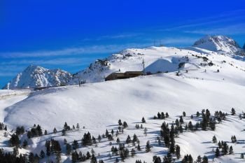 Sort in Bonaigua port Lerida Catalonia ski resort in Aran Valley of Pyrenees Spain