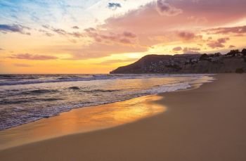 Arenal Bol beach in Calpe also Calp in Alicante of spain at Costa Blanca Arenal-Bol