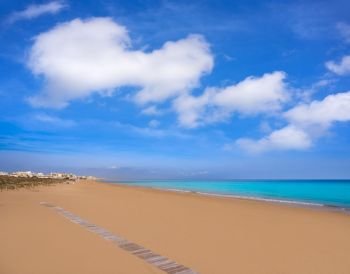 Playa de la Mata beach in Torrevieja of Alicante in Spain at Costa Blanca