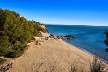 Cala Calazul beach playa in Miami-Platja of Tarragona at Costa Dorada of Catalonia
