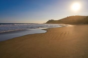 Oropesa de Mar beach La Concha playa sunset in Castellon of Spain
