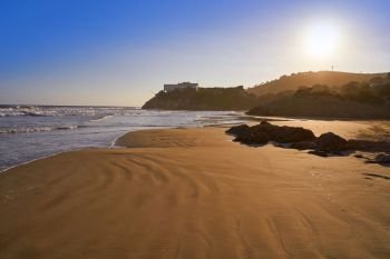 Oropesa de Mar beach La Concha playa sunset in Castellon of Spain