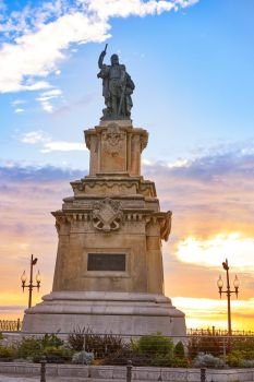 Tarragona Roger de Lauria memorial at sunrise at Catalonia