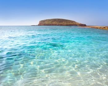 Ibiza Cala Comte Conta beach in Sant Josep of Balearic Islands