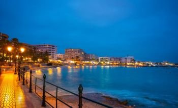 Santa Eulalia of Ibiza sunset beach in Balearic Islands of Spain Eularia