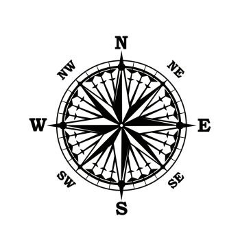 Nautical navigation compass or seafarer Rose of Winds. Vector marine and sailing cartography navigator sextant with direction arrows to North, South, East and West. Rose of Winds marine navigation compass arrows
