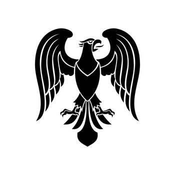 Heraldic eagle with claws and wings icon. Vector royal heraldry symbol of gothic medieval eagle bird. Heraldic imperial eagle, heraldry bird emblem