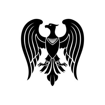 Heraldic eagle, falcon or hawk icon. Vector royal heraldry bird wings and claws symbol. Heraldic eagle, imperial heraldry bird emblem