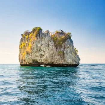 Landscape of beautiful rocky tropical island in blue sea