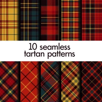 Set of seamless christmas tartan patterns
