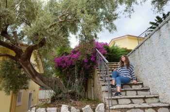 Girl in Lefkada Kefalonia island, Greece