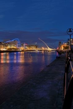 Samuel Beckett Bridge in Dublin City Centre at night