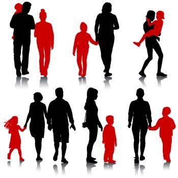 Set silhouette of happy family on a white background.. Set silhouette of happy family on a white background